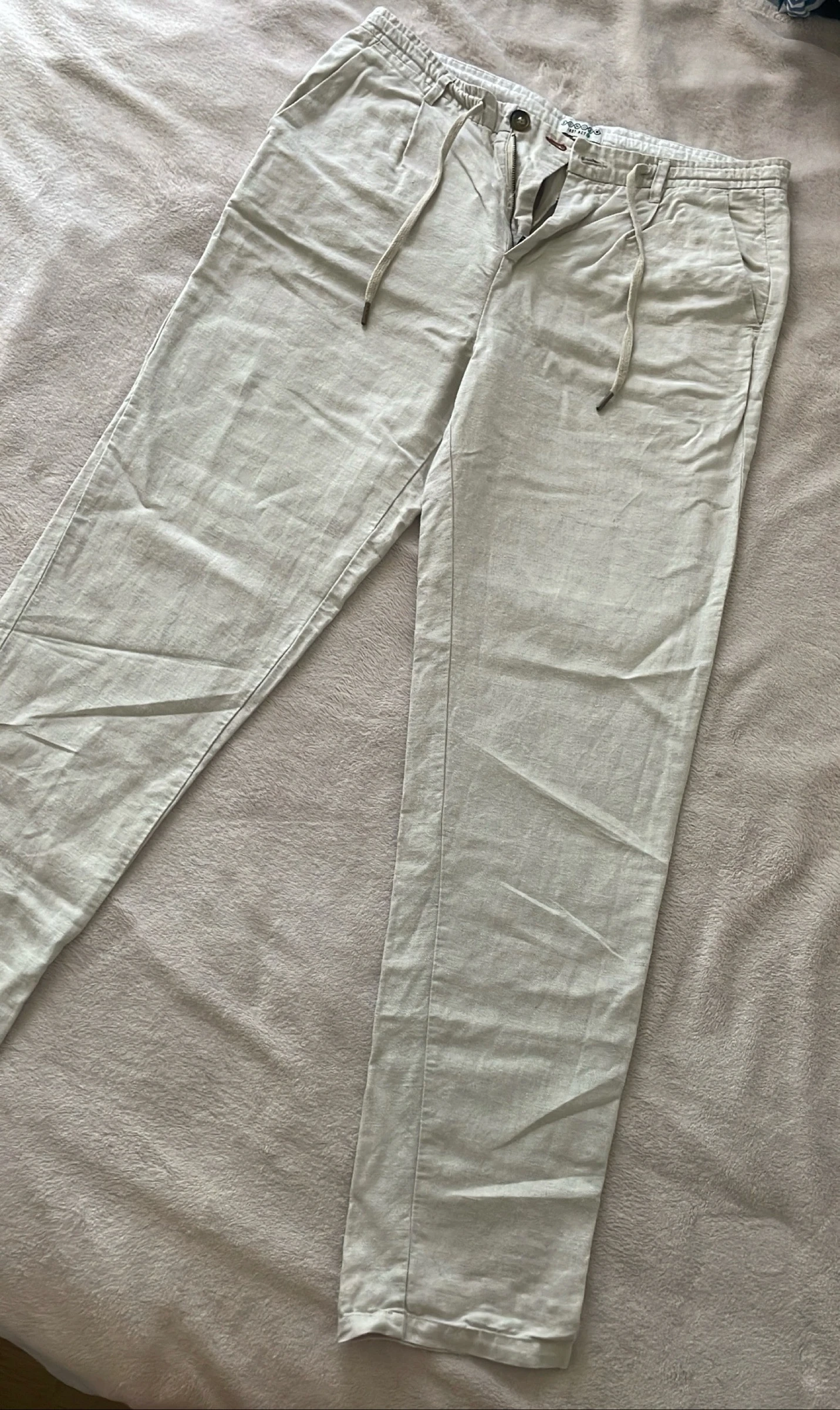 Pantalon Bonobo blanc/écru en lin et coton Taille 40